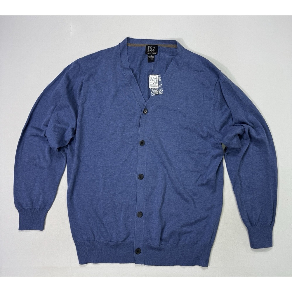 Jos A Bank Signature XL Blue Pima Cotton Cardigan Sweater NWT V-Neck Classic XL